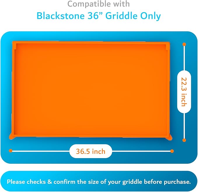 TUDIA 36" Silicone Griddle Mat for Blackstone 36 Inch Grill - Heavy Duty Rust-Resistant Food-Grade Surface & Full Edge Protection - Griddle Cover Compatible with Blackstone Omnivore (Orange, Update)