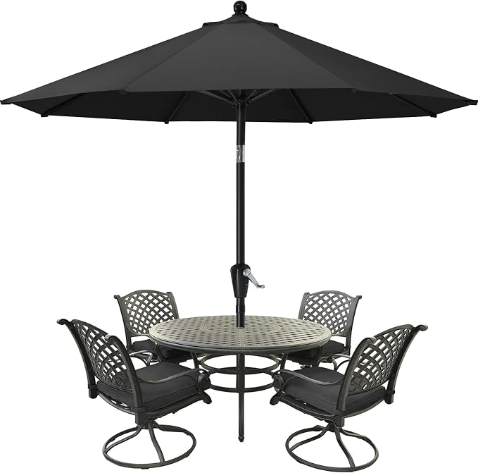 MASTERCANOPY 9ft Patio Umbrella with Tilt & Crank, Dark Gray | 8 sturdy ribs;UV/water resistant;Vent;easy setup;for garden/deck/backyard/pool