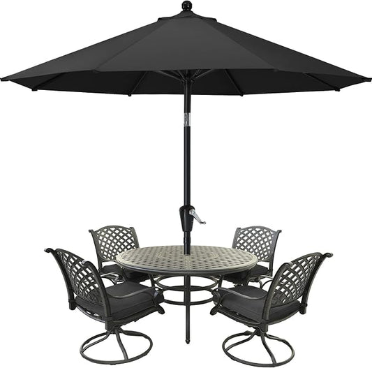 MASTERCANOPY 9ft Patio Umbrella with Tilt & Crank, Dark Gray | 8 sturdy ribs;UV/water resistant;Vent;easy setup;for garden/deck/backyard/pool