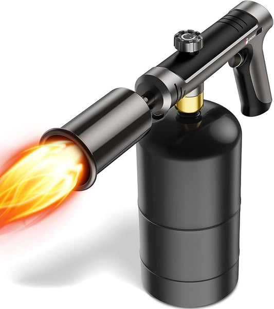 Propane Torch Gun with Safety Lock and One-Touch Max Fire – Adjustable Kitchen Cooking Torch & Flame Thrower for BBQ, Grilling, Sous Vide, Searing, Campfire Starter (Tank Not Included)