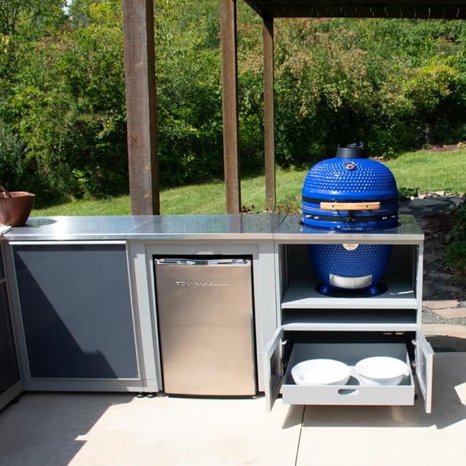 Blue Sky Outdoor Living, OKC3024GKDG, 30-Inch Kamado Grill Cabinet, Heavy-Duty Slate Gray Galvanized Steel Outdoor Kitchen Base, Weather-Resistant Storage