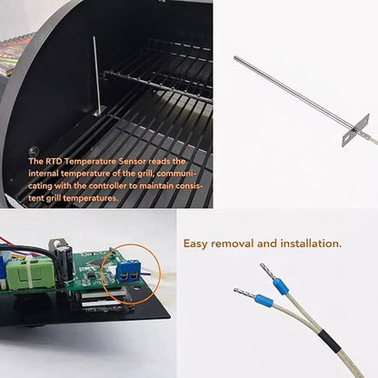 Digital Thermostat Kit Compatible with Traeger Pellet Grills BAC236 | BAC283 BAC388 BAC389 BAC382 BAC200 Replacement Part with 7" RTD Temperature Sensor, Temperature Controller LED Panel
