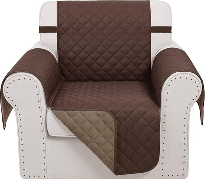 Reversible Recliner Chair Covers, 23" Chair, Chocolate/Taupe | Chair Covers for Living Room with Elastic Straps, Water Repellent, Chair Protectors Covers for Dogs