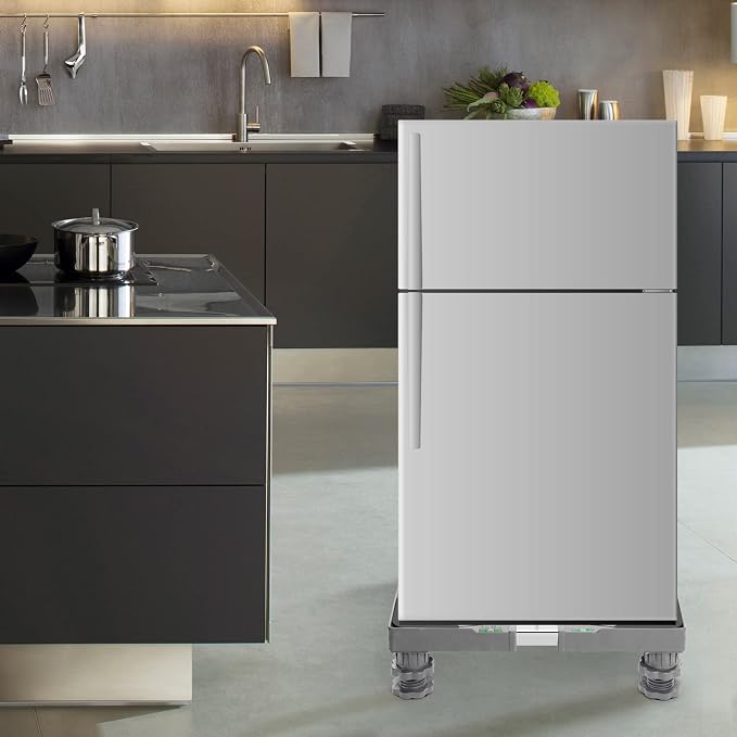 Nefish Mini Fridge Stand Adjustable Refrigerator Stand with 4 Strong Feet Universal Stand Base Washing Machine Stand Washer and Dryer Pedestals Multi-Functional Base for Appliance (Grey)