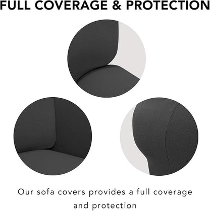 PureFit Stretch Couch Covers for Sofa Large Sofa Slipcovers Dark Gray | 1-Piece Spandex Couch cover Soft Couch protector, Sofa cover Washable with Non Skid Foam and Elastic Bottom for Kids, Dogs