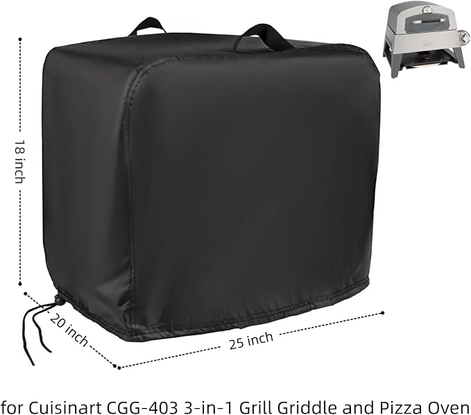 25 in Pizza Oven Cover for Cuisinart CGG-403 3-in-1 Griddle and Pizza Oven | 25x20x18,Waterproof Dustproof Heavy Duty Oxford Fabric,for Cuisinart CGG-403 3-in-1 Grill