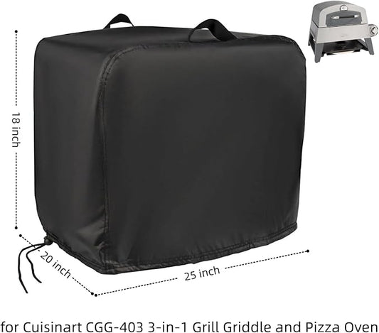 25 in Pizza Oven Cover for Cuisinart CGG-403 3-in-1 Griddle and Pizza Oven | 25x20x18,Waterproof Dustproof Heavy Duty Oxford Fabric,for Cuisinart CGG-403 3-in-1 Grill