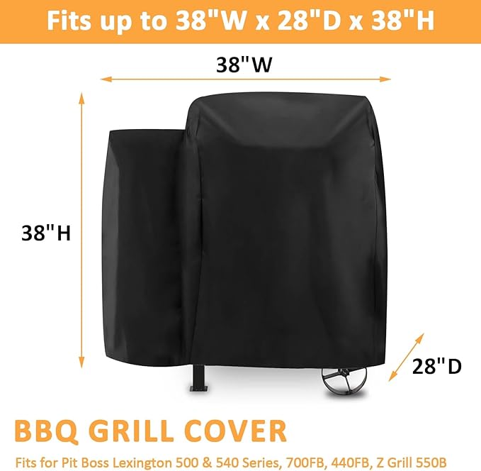 Smoker Grill Cover for Pit Boss 700FB Series, 73700 Pellet Cover for Pit Boss Lexington 500, 400FB, Pro 600 and Z Grill 550B Wood Pellet Smoker, 600D Waterproof Heavy Duty Pellet Smoker Cover