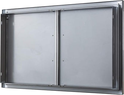 Outdoor Kitchen Doors- 42" W x 21" H - Stainless Steel BBQ Double Access Door,Flush Mount for Outdoor Kitchen and BBQ Island