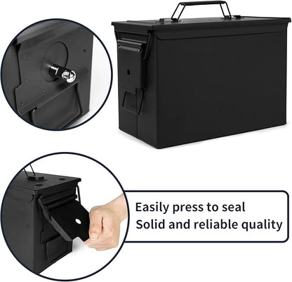 GUGULUZA Metal Ammo Can 30 50 Cal, Waterproof Airtight Ammo Containers Case | Heavy-Duty Ammunition Storage Case Military Container, Lockable Box w/Flip Top for Long-Term Storage Bullet, 30Cal and 50 Cal