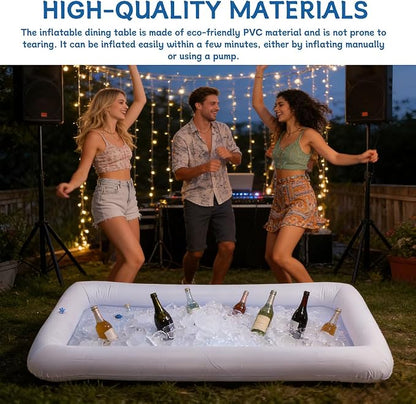 2-Pack Inflatable Serving Bar, Ice Buffet Cooler Tray for Food & Drinks | 53x25in. Fill with ice to keep food & drinks cold. For BBQ, picnic & pool parties. Inflatable buffet cooler containers.