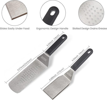Blackstone Griddle Accessories Kit, RüK 20 PCS Flat Top Griddle Accessories Set with Anti-Scalding Long Handle Metal Spatula, Griddle Scraper, Cleaning Kit, e-Cookbook for Blackstone and Camp Chef