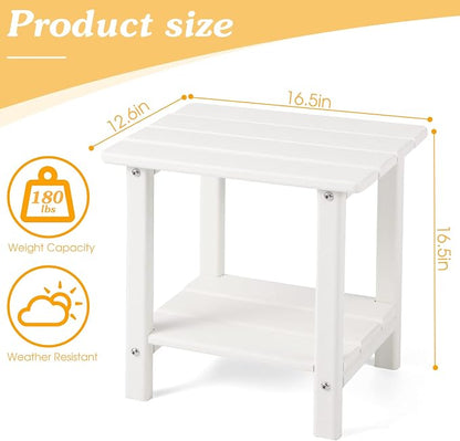 Apolimi Adirondack Outdoor Side Table, 2-Tier Sturdy Patio End Table Weather Resistant, 16.5" Solid Side Table for Patio, Pool, Porch