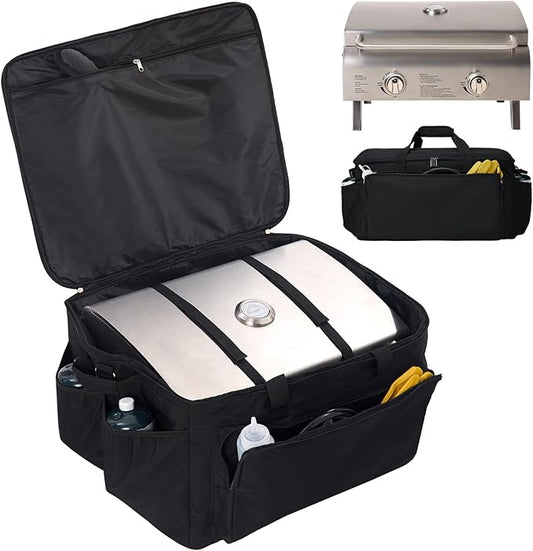 NOELIFE Grill Carry Bag for Cuisinart CGG-306 Chef's Style Tabletop Grill, Padded Portable Case with Pockets for Small Propane Cylinders & Outdoor Griddle Accessories, Water-Resistant (Bag Only)