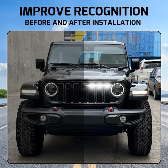 6PCS Grill Lights Fit for Jeep Wrangler 2024 2025, Front Bumper Grille Light Daytime Running Light (White)