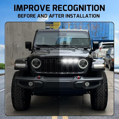 6PCS Grill Lights Fit for Jeep Wrangler 2024 2025, Front Bumper Grille Light Daytime Running Light (White)