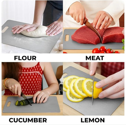 Titanium Cutting Board 13.4x9 Inch – 100% Pure Titanium Kitchen Board, Non-Slip Surface, Dishwasher Safe, Scratch Resistant, Lightweight, Chef Cutting Board for Meat, Vegetables, Fruits, Easy Clean