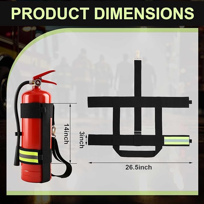 Shyyween 2 Pcs Adjustable Fire Extinguisher Carrying Strap Firefighter Gear Water Can Extinguisher Strap High-strength Nylon Webbing with Metal Buckle for Fire Safety (Green)