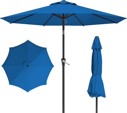 10FT Patio Umbrella, Outdoor Umbrella with Push Button Tilt and Crank, 8 Sturdy Ribs, UV Protection & Waterproof Market Umbrella for Pool, Backyard, Beach,Deck