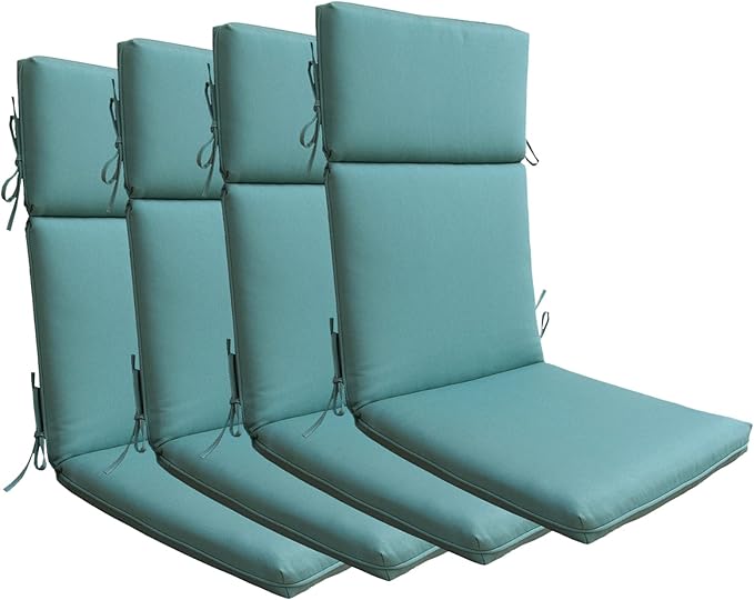 Indoor Outdoor High Back Rocking Chair Cushions Replacement Patio Seat Cushion Fade Resistance, Set of 4 Blue Lake