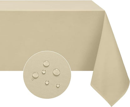 Softalker Square Tablecloth, Waterproof Table Cloths Wrinkle Free Fabric Washable Polyester Table Cover for Dining Tables Party Outdoor Camping Parties Buffet - 54 x 54 inch,Khaki