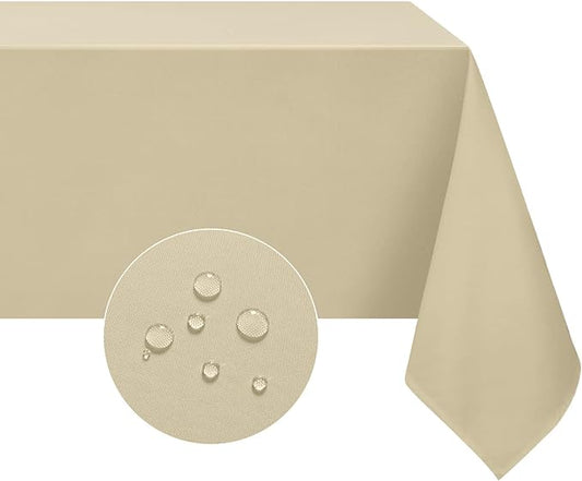 Softalker Square Tablecloth, Waterproof Table Cloths Wrinkle Free Fabric Washable Polyester Table Cover for Dining Tables Party Outdoor Camping Parties Buffet - 54 x 54 inch,Khaki