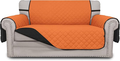 Easy-Going Reversible Couch Cover, 2 Cushion Sofa, Loveseat, Orange/Black | Machine Washable Slipcover For Dogs, Water Resistant Furniture Mat For Living Room, Non-Slip Sofa Cover, Pet Friendly