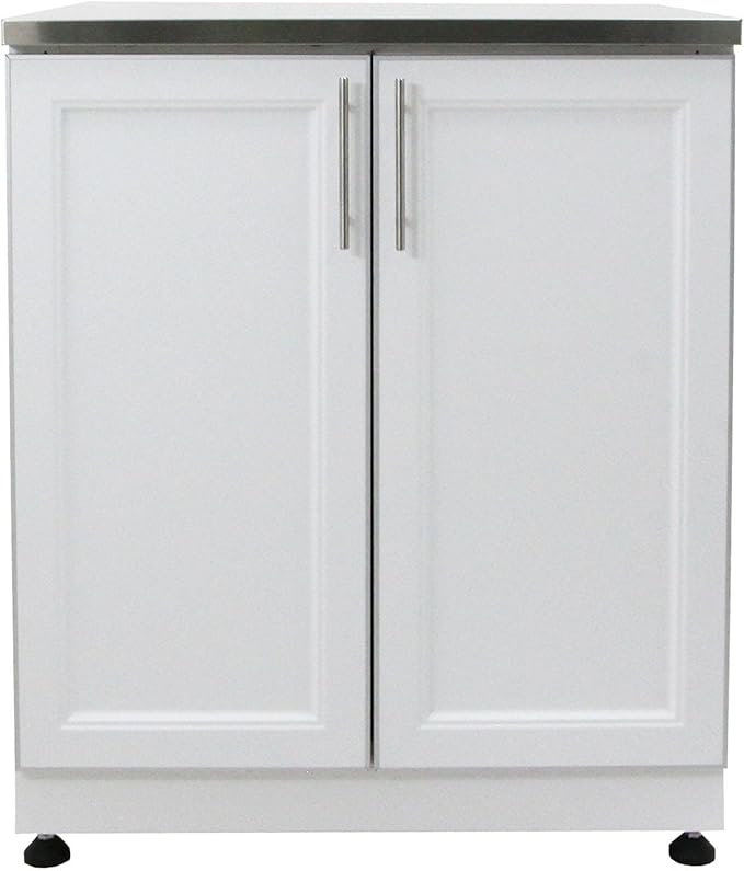 Blue Sky Outdoor Living, OKC3026WSD2W, White Shaker 2-Door Outdoor Kitchen Cabinet – Weather-Resistant Galvanized Steel Modular Base – Durable Patio and Backyard Storage
