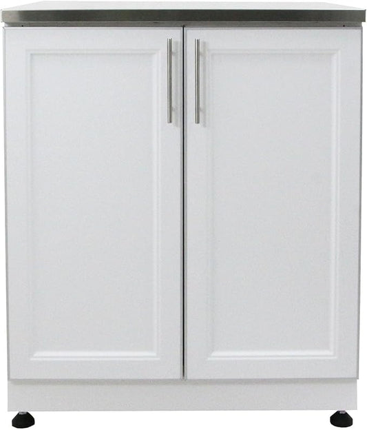 Blue Sky Outdoor Living, OKC3026WSD2W, White Shaker 2-Door Outdoor Kitchen Cabinet – Weather-Resistant Galvanized Steel Modular Base – Durable Patio and Backyard Storage