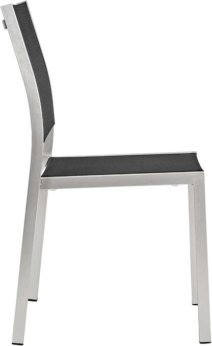 Modway Shore 9Piece Outdoor Patio Aluminum Dining Set in Silver Black
