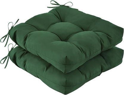 IASEAHK Outdoor Chair Cushions Set of 2, 17" x 17" x 4", Waterproof Outdoor Seat Cushions for Patio Furniture, Fade-Resistant Patio Chair Cushion, Dining Wicker Chair Pads for Porch Garden, Dark Green