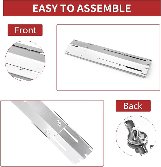 Adjustable Heat Plate Shield, Universal Heat Burner Tents, Heavy Duty Flame Tamer for Charbroil and Other Gas Grill Models, BBQ Replacement Parts, Extends from 11.75" up to 21" L, 5Pack