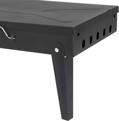 Portable Square Charcoal Grill, Adjustable Height, Folding Design, Outdoor Cooking, 17.32 x 10.63 x 8.66 Inches