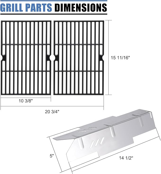 Grill Replacement Parts for Dyna Glo DGF350CSP DGF350CSP-D 2 Burner Grill Models, Replacement for Dyna Glo DGF350CSP Heat Tent Heat Shield, for Dyna-Glo DGF350CSP Grates