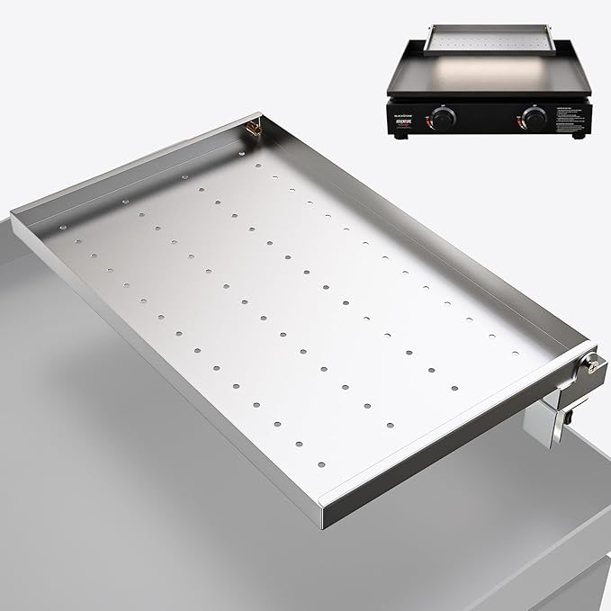 SafBbcue Griddle Warming Rack for Blackstone 17"/22" Griddles, Reversible Warming Rack/Shelf for Blackstone Flat Top Griddle Accessories to Expand Cooking Space, Universal Stainless Steel, 1 Pack