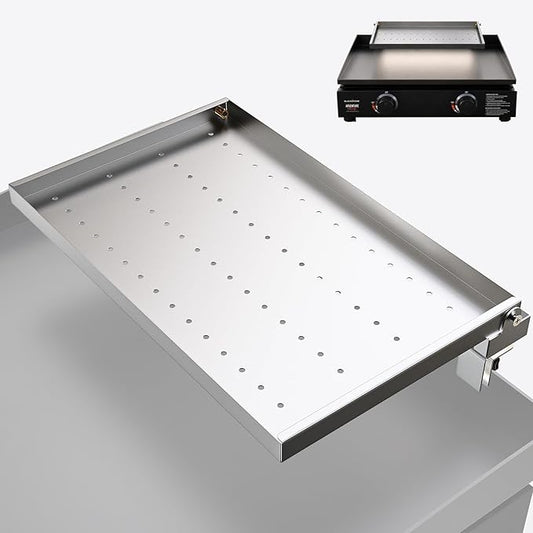 SafBbcue Griddle Warming Rack for Blackstone 17"/22" Griddles, Reversible Warming Rack/Shelf for Blackstone Flat Top Griddle Accessories to Expand Cooking Space, Universal Stainless Steel, 1 Pack
