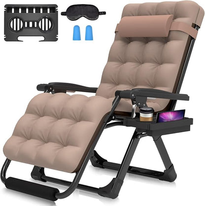 Suteck Oversized Zero Gravity Chair, 29" XL Reclining Lounge Chairs | With Removable Cushion&Headrest, Upgraded Lock and Footrest, Reclining Patio Recliner for Indoor Outdoor