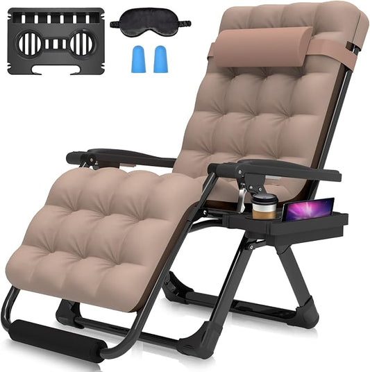 Suteck Oversized Zero Gravity Chair, 29" XL Reclining Lounge Chairs | With Removable Cushion&Headrest, Upgraded Lock and Footrest, Reclining Patio Recliner for Indoor Outdoor