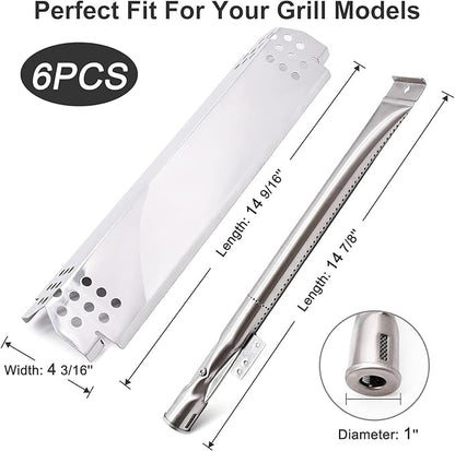 Criditpid Grill Replacement Parts for Nexgrill 6 Burner 720-0898 720-0898A, Nexgrill 720-0888, 720-0888N, 720-0830H, 720-0783E, Grill Heat Plates Shield Burners Tubes for Nexgrill Replacement Parts