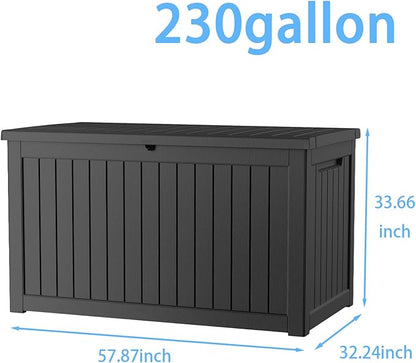 Pepe Tee Waterproof Resin Deck Box, Outdoor Storage Bin for Patio Furniture Cushions, All-Weather Garden Organizer & Seating Bench, Black