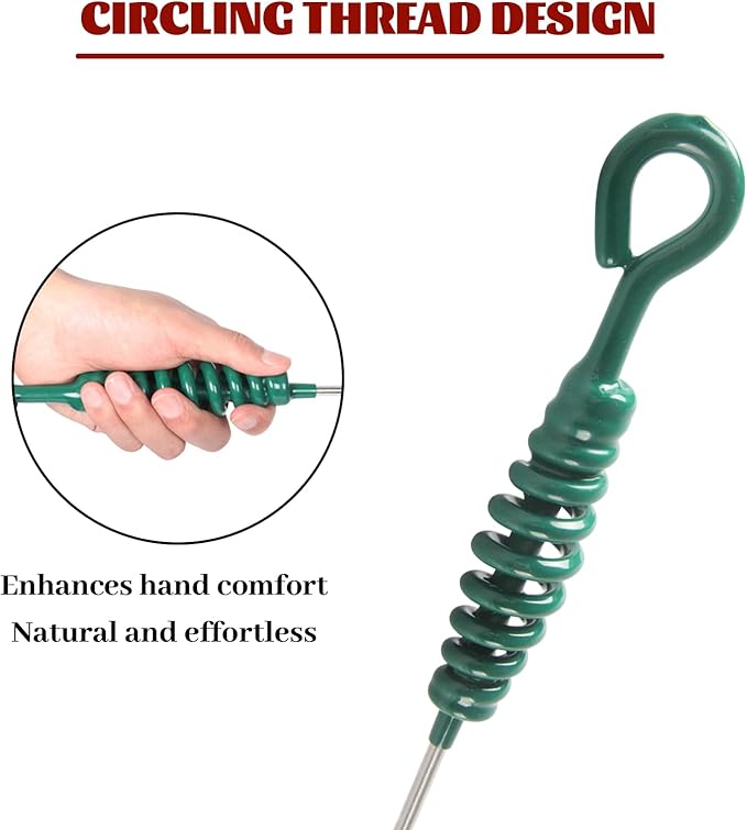 Vankey 18 Inch BBQ Ash Tool, kamado Joe Charcoal Smoker Wood Burning Stove ash Rake Grilling Accessories, Green Threaded Handle Charcoal Garden Tools Grill Cleaning Tools