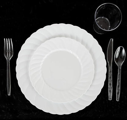 PARTY BARGAINS Argyle Settings Clear Plastic Cutlery Set 360‑Piece – 180 Forks, 120 Spoons, 60 Knives – Heavy‑Duty Disposable Utensils for Parties, Weddings, Buffets, BBQs & Catering – BPA Free