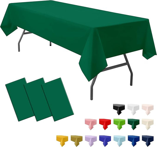 3-Pack Premium Plastic Dark Forest Green Tablecloth Disposable 54 x 108 Inch. Rectangle Table Cover Party Hunter Jungle Green Table Cloths for Parties Birthday Wedding Christmas Banquet