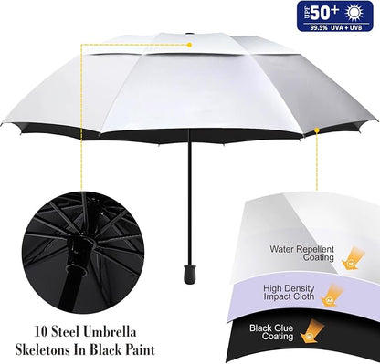 XLINGZA UPF 50+ Beach Umbrella with Adjustable Universal Clamp