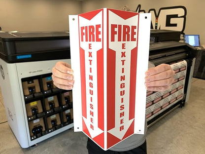 3D Fire Extinguisher Sign | 12 x 4 x 4 Inch Fire Projection Wall Sign | Pre-Drilled Mounting