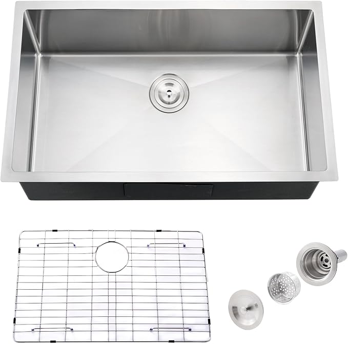 Undermount Kitchen Sink,Jshozzy 28x17 Stainless Steel Kitchen Sink Undermount 16 Gauge Handmade 10" Deep Single Bowl Sink