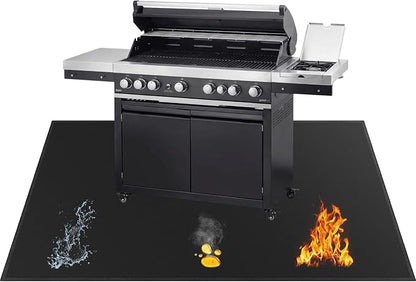 SecuCaptain Under Grill Mat for Outdoor Grill - X-Large 80x48 Thicken Double-Sided Fireproof Pad for Indoor Fireplace Fire Pit Heat Resistant Waterproof BBQ Floor Protector for Patio and Deck