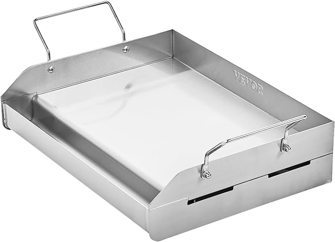 VEVOR Stainless Steel Griddle, 17x13 inch Universal Flat Top Rectangular Plate, Gas Grill Griddle for BBQ Grill, Teppanyaki, Portable Family Cookware with Handle, for Camping Tailgating Party