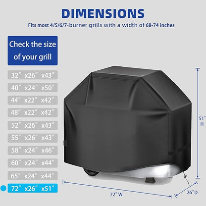 Perfect Grill Cover for Outdoor Grills Waterproof Rip-Proof Weather Resistant for Reliable Protection Griddle Cover Easy to Clean Adjustable Hem Drawstring Fade Resistant (Brown, 72)