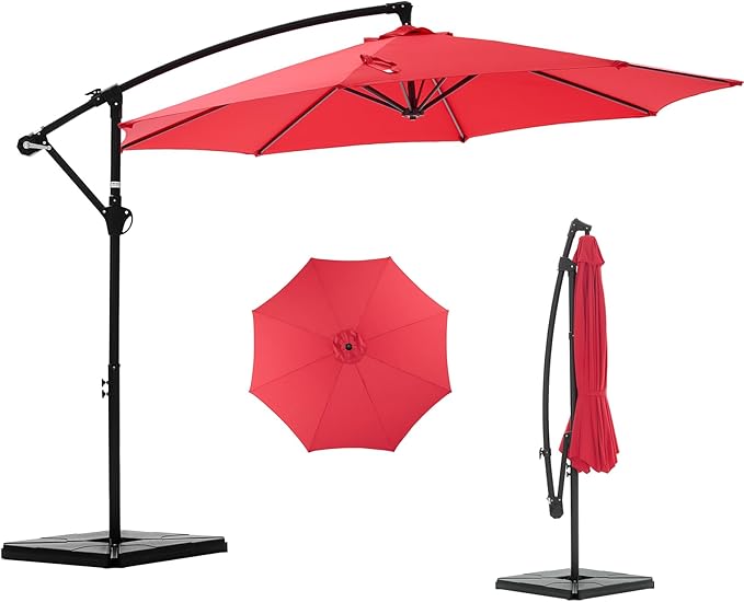 NEWBULIG 10FT Patio Umbrella, Offset Cantilever Outdoor Patio Table Umbrella, UV Protection, Fade Resistant Fabric, Easy Tilt Adjustment for Deck, Pool, Backyard, Garden